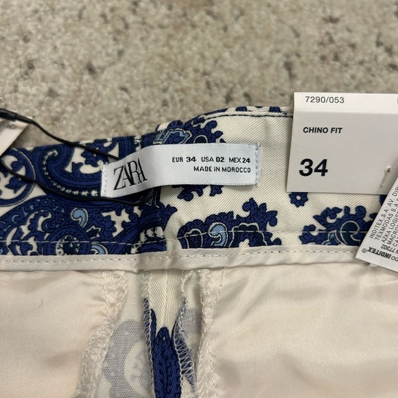 Zara size 2 NWT wild paisley pattern chino pants- super fun - Picture 5 of 14